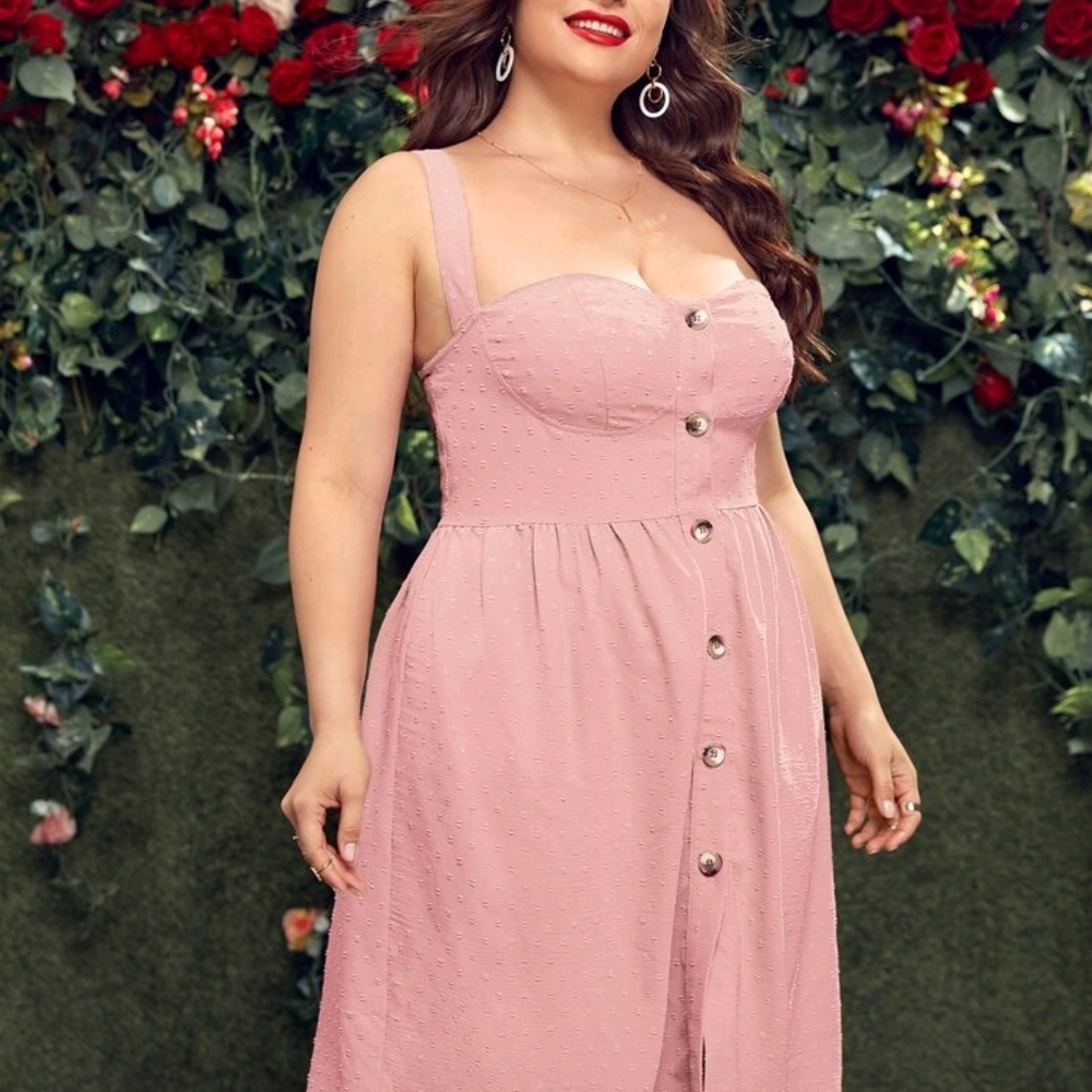 Plus Size Pink Button-Down Dress - image 1